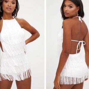 White fringe romper